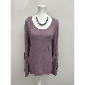 Simply Vera Wang Women’s Blouse 3/4 Bell Sleeve Scoop Neck PURPLE LAVENDER XL